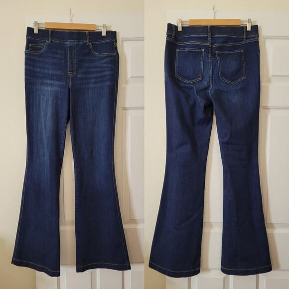 SPANX Denim Flare Jeans Midnight Shade L NWOT $148 - Picture 4 of 12